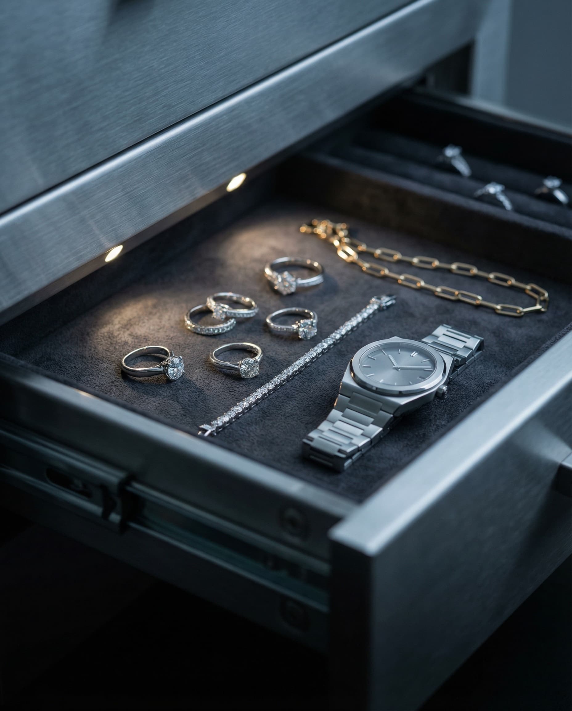 Fine jewellery and luxury watches in vault storage